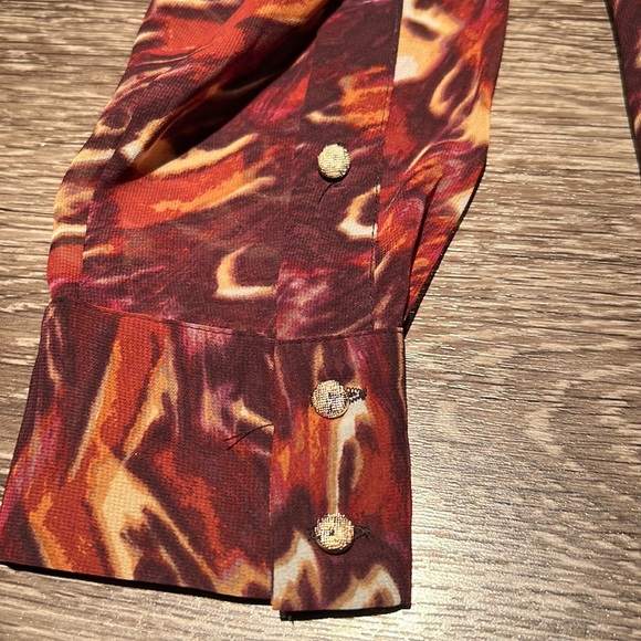 Bebe, S, blouse, maroon, sheer, tie - Picture 13 of 13